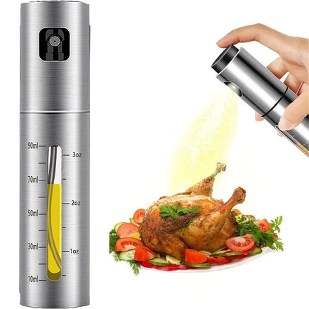 Food-Grade Stainless Steel & Glass Olive Oil Sprayer & Mister (Refillable Cooking Spray Bottle for Air Fryer & BBQ)