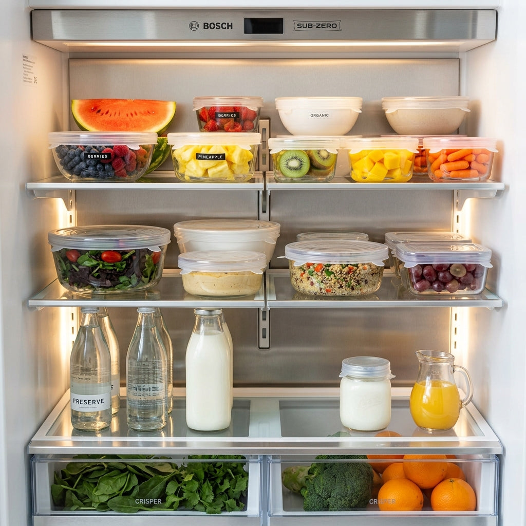 Organized Fresh Refrigerator Food Storage with Airtight Reusable Silicone Stretch Lids