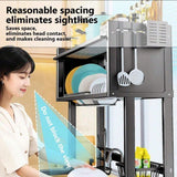 Close-up of modular kitchen attachments including knife holder, cutting board caddy, and utensil