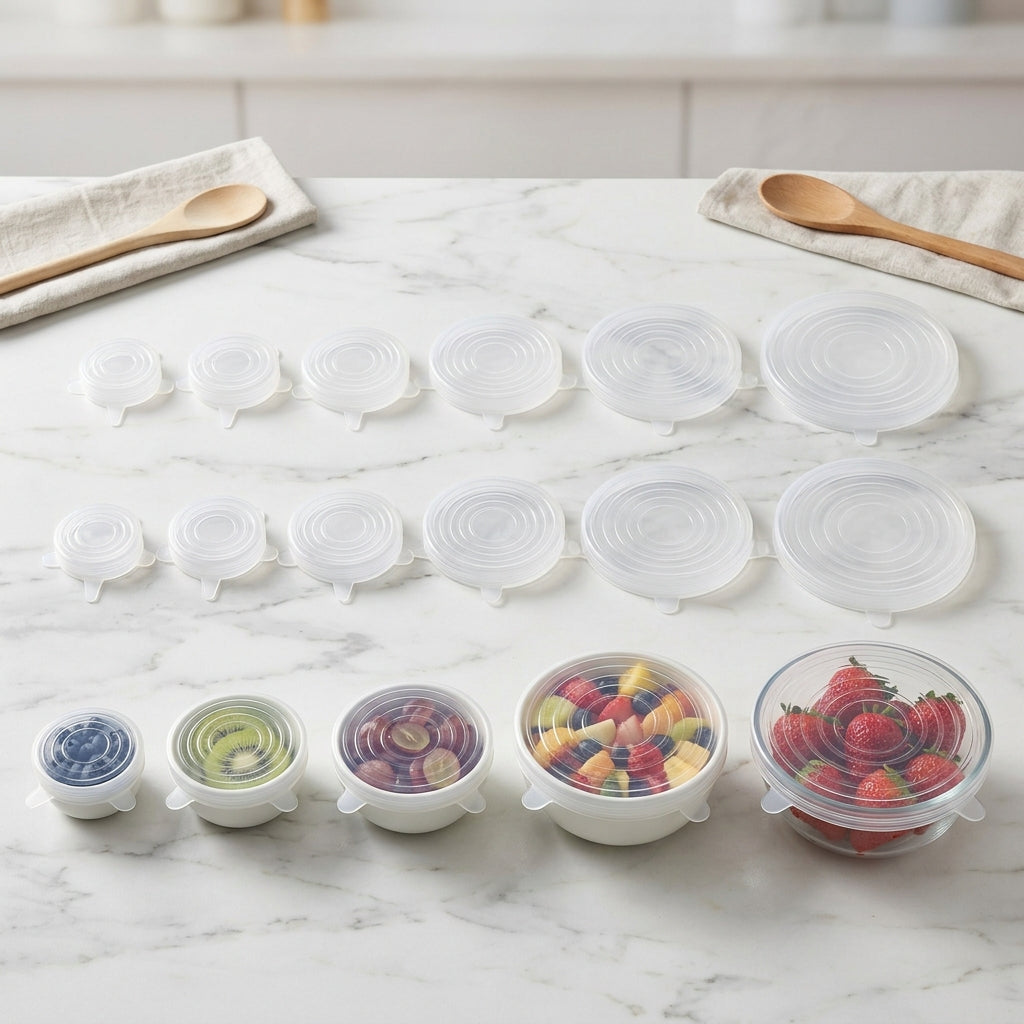 12-Piece Double Pack Value Bundle of Silicone Stretch Lids with Fresh Food Bowls