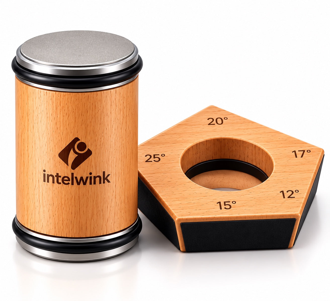 IntelWink™ Precision Rolling Knife Sharpener & Magnetic Angle Base Set (Solid Beechwood Edition)