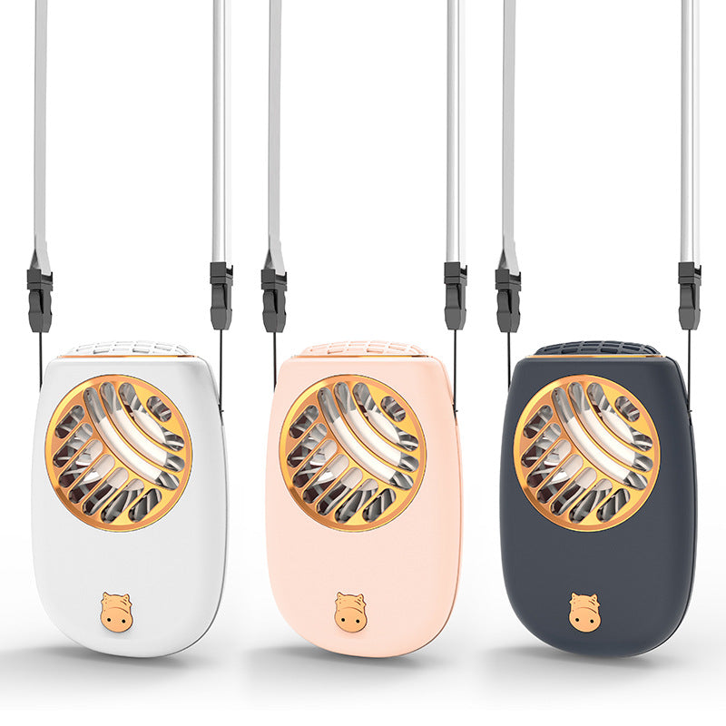 IntelWink Blush Pink Hands-Free Bladeless Neck Fan with Rose Gold Intake Grill and Adjustable