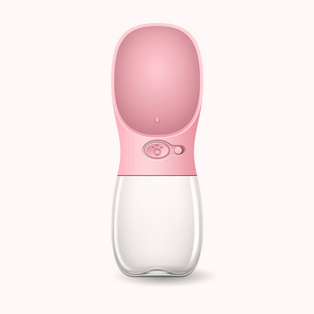 IntelWink Portable Dog Water Bottle and Travel Hydration Dispenser in Soft Pink