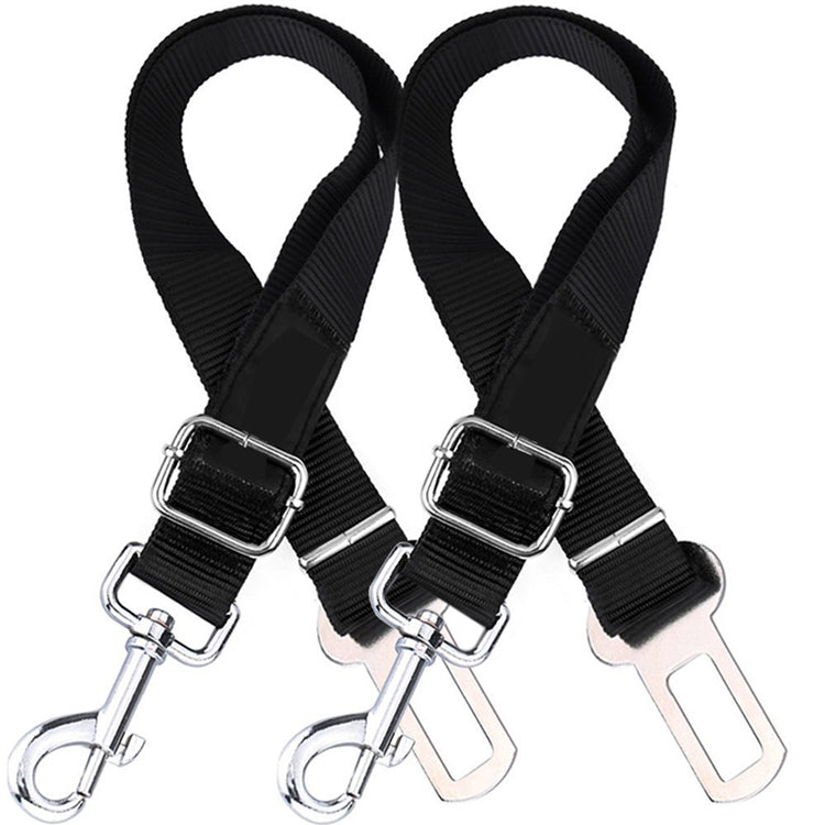 IntelWink Adjustable Dog Car Seat Belt Tether Strap - Dual Black 2-Pack Value Set