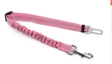 IntelWink Adjustable Dog Car Seat Belt Tether Strap - Pink Reflective Stitching with Bungee Damper