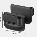 Close-up view of integrated bottom charging cable pass-through port on car seat gap organizer