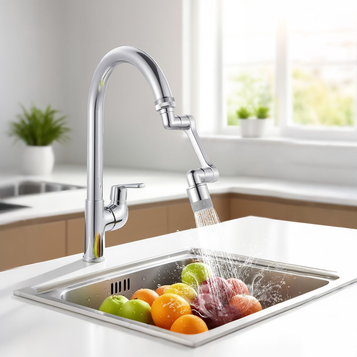 Universal 1080° Swivel Robotic Arm Faucet Aerator & Splash Filter - Studio Showcase