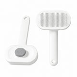 White self-cleaning pet slicker brush front view - IntelWink grooming tool