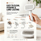 Pet slicker brush for cats and dogs with one-click self-cleaning button - white