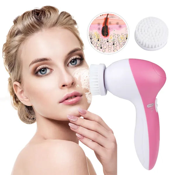Waterproof 5-in-1 Sonic Facial Cleansing & Exfoliating Brush