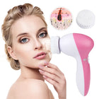 Gentle 360-degree facial spin brush application with lather for daily skincare routine