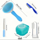 7-piece Set -blue)Grooming Tool Set For Cats & Dogs, Pet Bath Towel, Including Self-Cleaning Slicker Brush,Steel Comb, Nail Clippers & File,