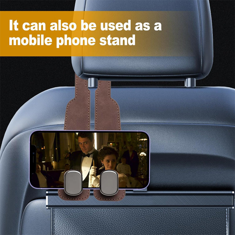 IntelWink™ Heavy-Duty Car Seat Headrest Hooks with Hidden Phone Holder Mount (2-in-1 Vehicle Organizer Hanger) - Ergonomic high-durability view 5