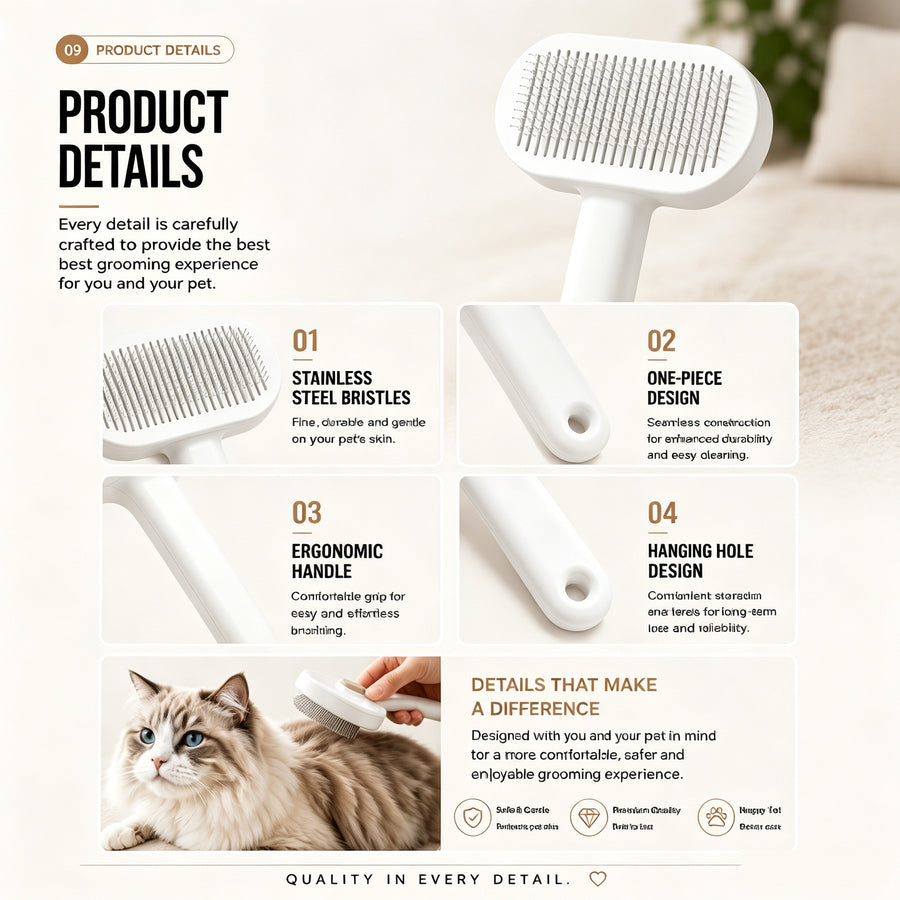 Pet slicker brush gentle rounded pins for sensitive cat and dog skin
