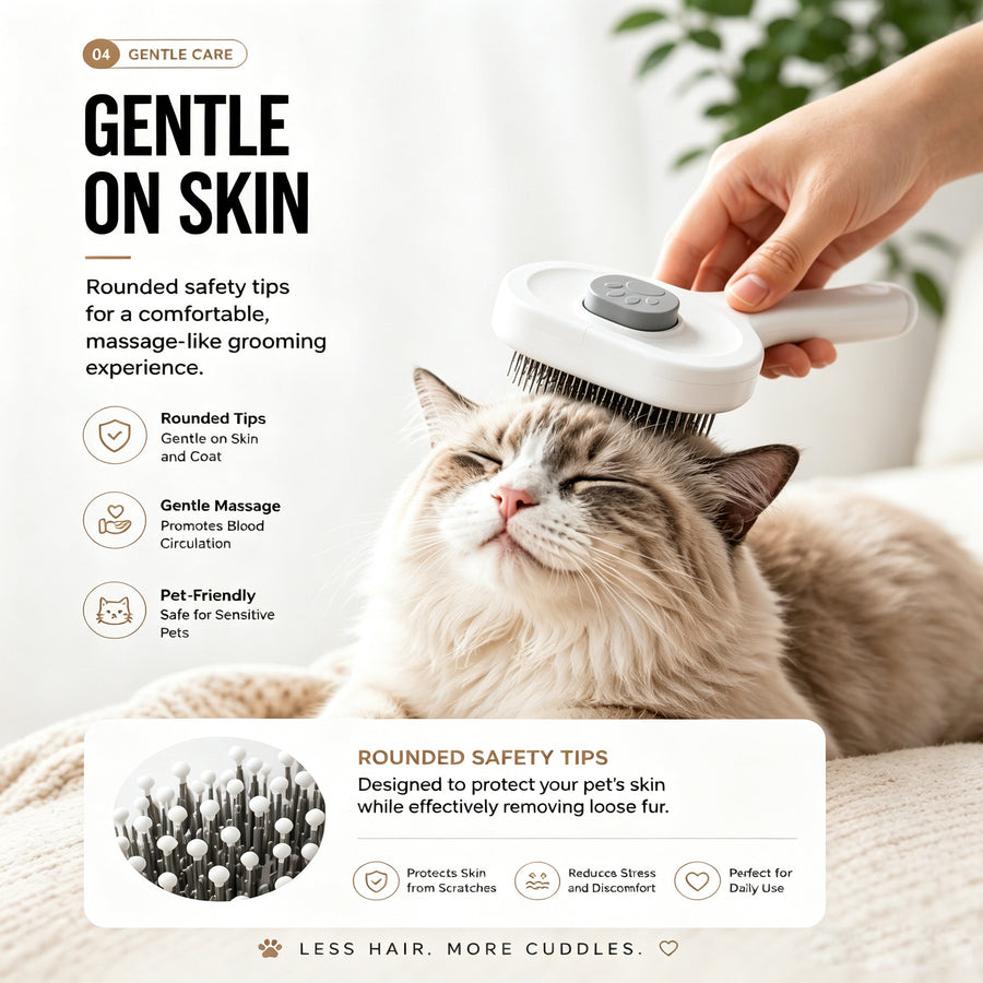 Deshedding brush for long and short hair cats and dogs side profile view