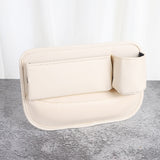 Black PU leather car seat gap filler organizer slotted beside center console holding smartphone and