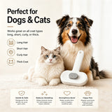White pet slicker brush with retractable pin design for mess-free grooming