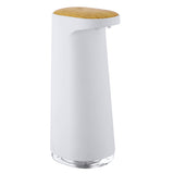 IntelWink Alpine White touchless foaming soap dispenser with woodgrain cap and clear reservoir