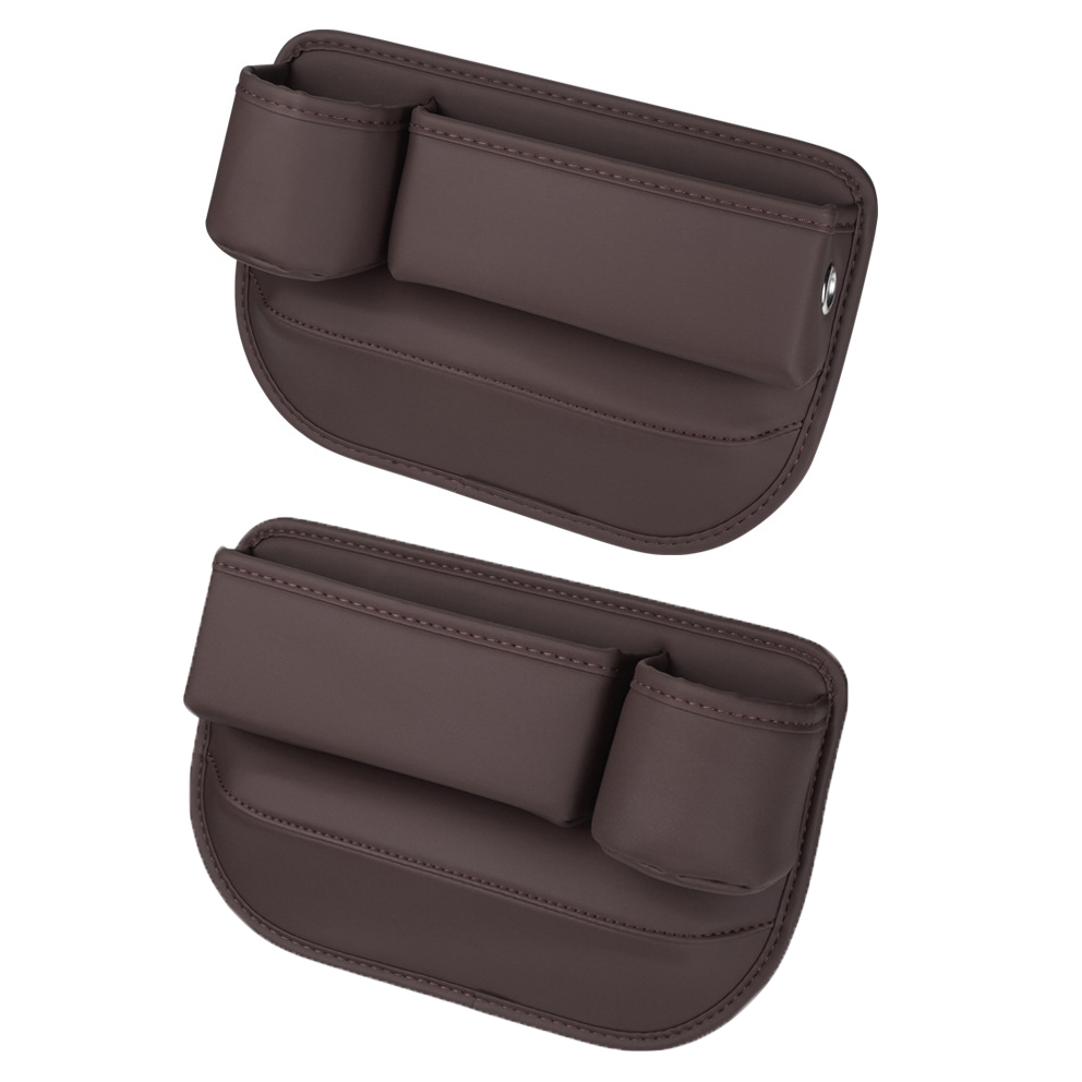 Universal car seat gap filler organizer - Driver & Passenger 2-Pack Pair in Mocha Brown