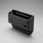 Studio photography of universal black PU leather car seat gap filler organizer with tailored stitching and drop-in phone caddy