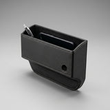 Studio photography of universal black PU leather car seat gap filler organizer with tailored