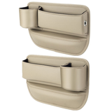 Universal car seat gap filler organizer - Driver & Passenger 2-Pack Pair in Off-White Beige