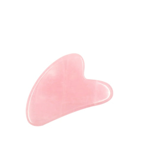 Pink heart-shaped rose quartz crystal gua sha scraping board