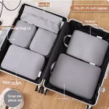 Ultra-compression travel packing cubes 6-piece organizer set in dove gray