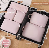 Ultra-compression travel packing cubes 6-piece organizer set in soft blush pink