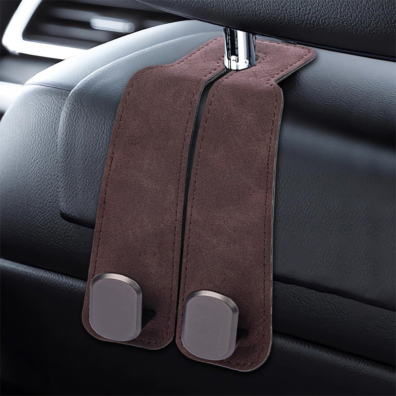 IntelWink 2-Pack driver and passenger set brown suede car seat headrest hooks pair