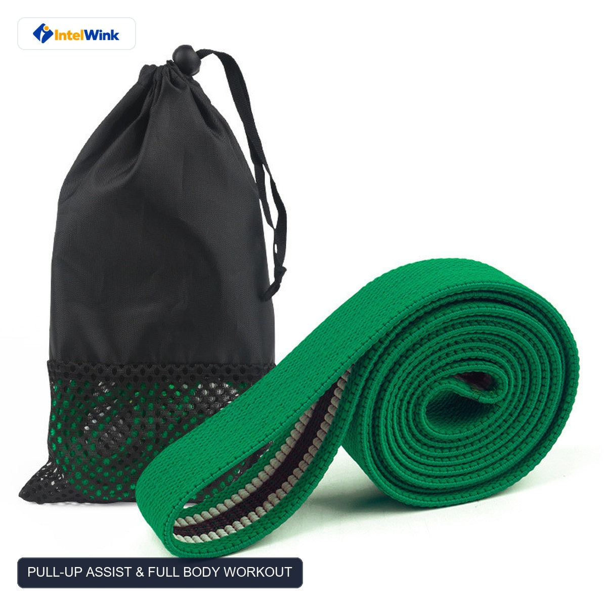 IntelWink full body workout exercise chart showing pull-up assist, squats, glute bridge, and