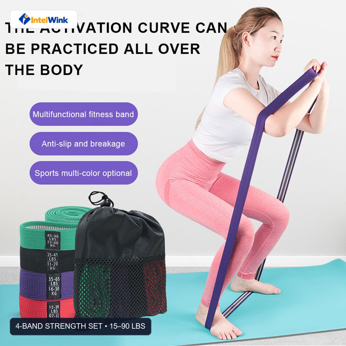 Non-Slip Fabric Long Resistance Exercise Bands & Pull-Up Assist Strength Loop Set