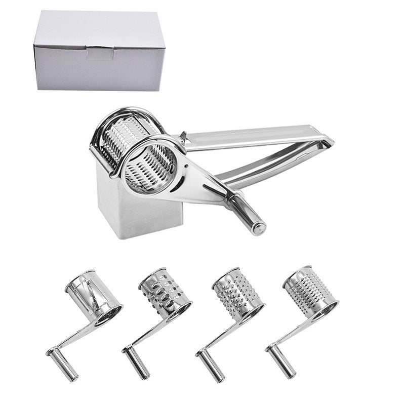 IntelWink Rotary Cheese Grater - 4-in-1 Deluxe Culinary Set Coarse Fine Shred and Wave Drums