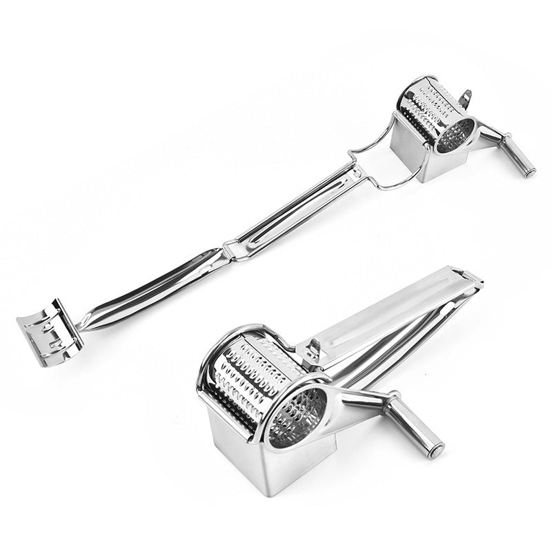 IntelWink Rotary Cheese Grater - Hinged Hopper Clamp and Ergonomic Squeeze Mechanism Breakdown