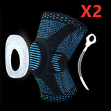 IntelWink Silicone Spring Knee Compression Brace - Black / Blue - 2 Pack (Pair)