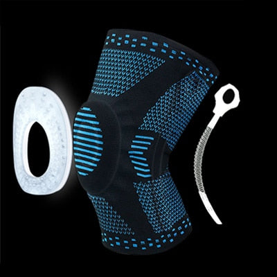 IntelWink Silicone Spring Knee Compression Brace - Black / Blue - 1 Pack (Single)