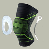 IntelWink Silicone Spring Knee Compression Brace - Black / Green - 1 Pack (Single)