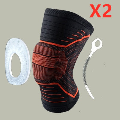 IntelWink Silicone Spring Knee Compression Brace - Black / Red - 2 Pack (Pair)