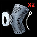IntelWink Silicone Spring Knee Compression Brace - Pure Grey - 2 Pack (Pair)