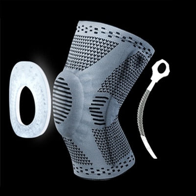 IntelWink Silicone Spring Knee Compression Brace - Pure Grey - 1 Pack (Single)