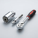 IntelWink Universal Self-Adjusting Socket Grip Tool Complete 3-Piece Kit with 3/8-inch Drill Adapter and 24T Ratchet Wrench
