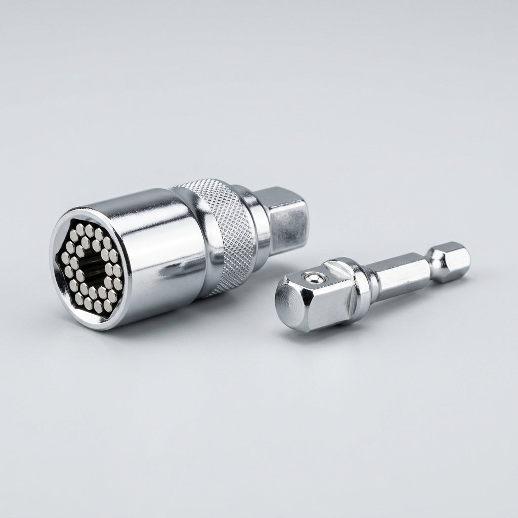 IntelWink Universal Socket Grip Tool paired with 3/8-inch power drill hex shank adapter