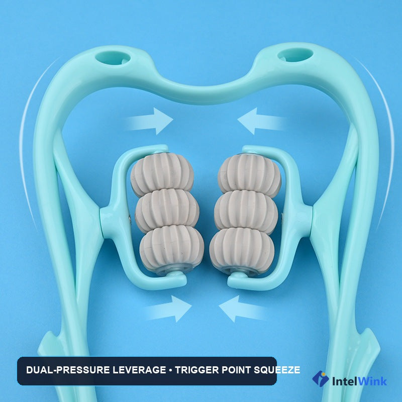 Dual-pressure lever mechanism squeezing neck muscles with six ribbed rotating balls